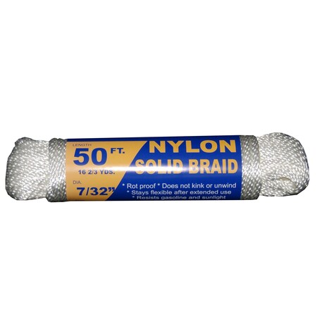 T.W. Evans Cordage Co. 7/32. x 50 ft. Solid Braid Nylon Rope Hank 44-073